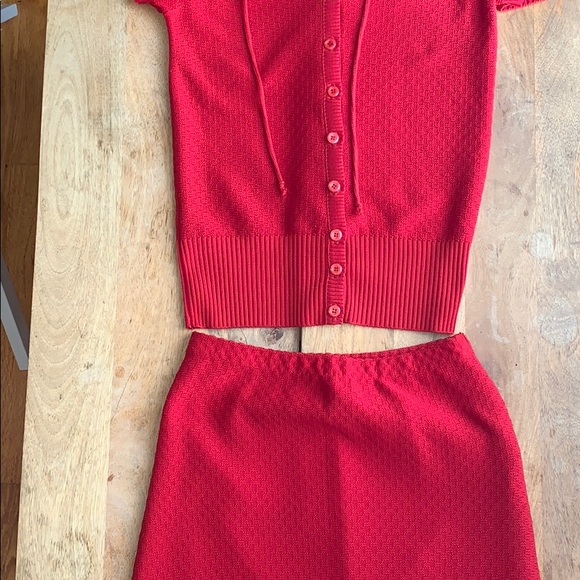 Vintage Givenchy skirt / sweater set RED small xs - Picture 16 of 16